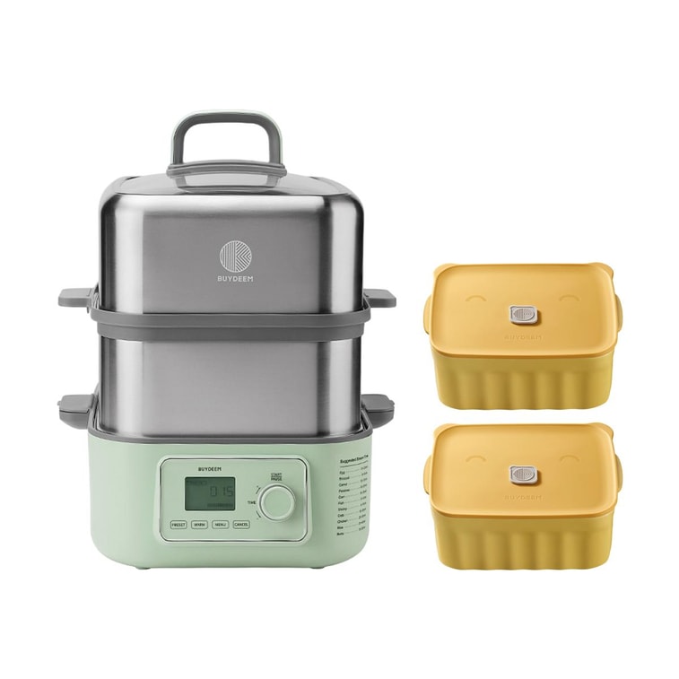 【立減$60.90 到手價$345.09】BUYDEEM北鼎 多功能蒸燉鍋 G67 雙層14L +17cm CT1006豬豬盒2個裝【蒸燉鍋+黃色豬豬盒組合】 6