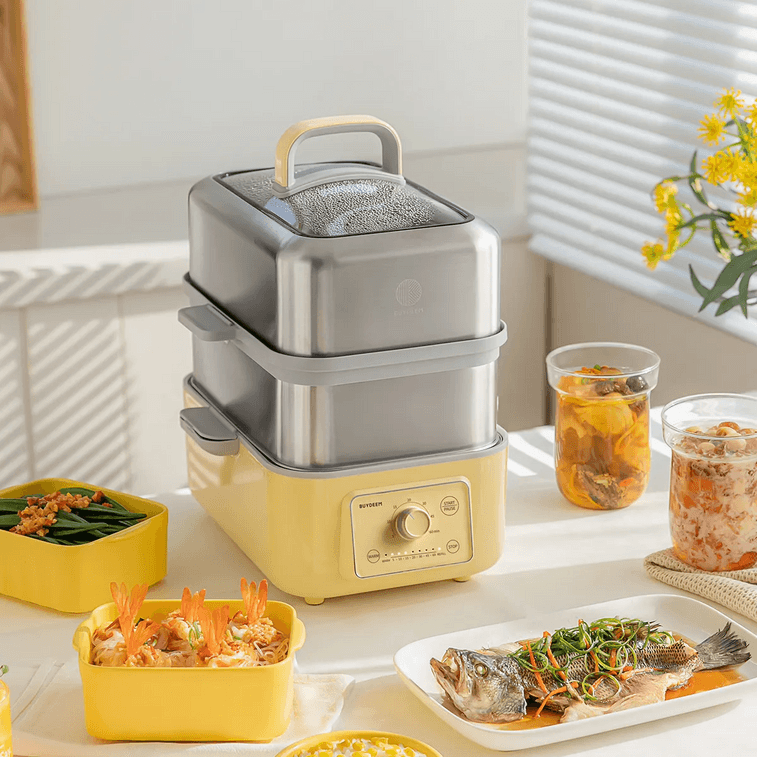【$21 Off with Coupon】Two-Tier Electric Food Steamer, 10.6 qt, Mellow Yellow, 7 Preset Timings Boil-Dry Protection, G5247 3