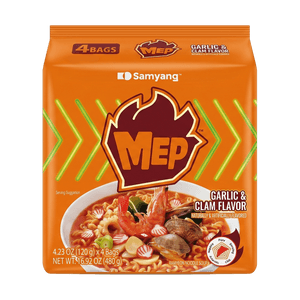 韩国SAMYANG三养 MEP系列 汤拉面 蒜香蛤蜊风味 4连包 480g【宵夜泡面方便面】
