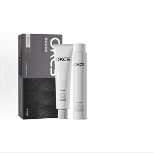 【中国直邮】 OKCS 染发膏 染发剂植物纯黑茶色黑色女男士专用 自然黑- 齐耳发 80g/盒