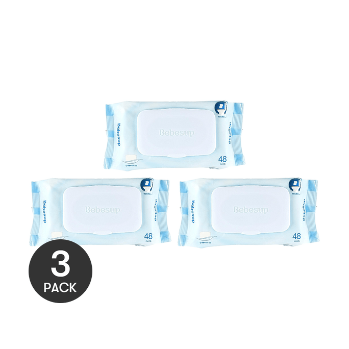 BEBESUP 子供用おしり洗浄シート 48枚入×3個【3パック】【植物由来 生分解性 低刺激性】