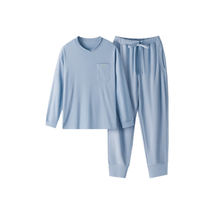 Women's Pajamas Set Crew Neck Long Sleeve Loungewear 501S Blue L