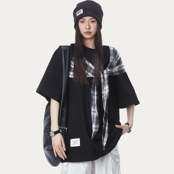 New Niche Design With Loose Couple Short Sleeves Black M