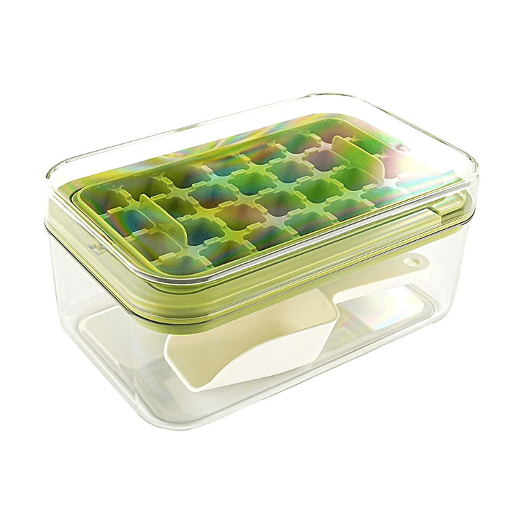 Large Ice Cube Tray Single Layer - Green 1pc【One-Touch Press Release Ice Maker Mold With Storage Bin】 5