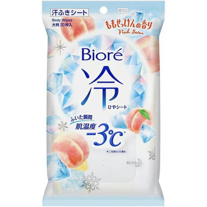 Biore Cooling Wipes Peach Soap Fragrance  20sheets