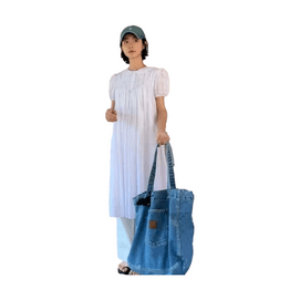 Denim Shoulder Tote Bag Simple Large Capacity 1pc