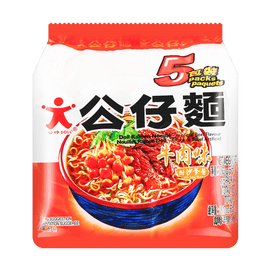 香港公仔麵 泡麵 牛肉口味 內附沙嗲醬 5包入 515g
