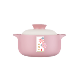 LADY CHEF厨夫人 陶瓷砂锅土锅汤炖锅煲仔饭乐彩锅 樱花粉 1.3L