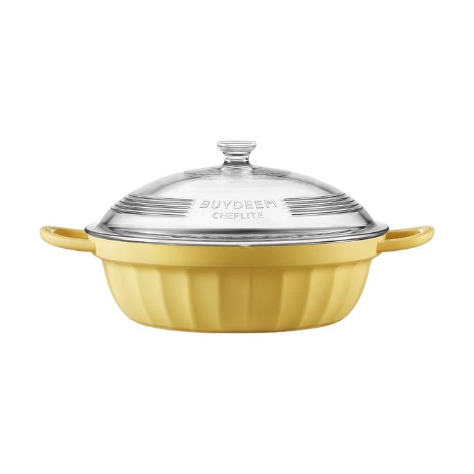 BUYDEEM Multi-Functional Non-Stick Pan Hot Pot 28cm Mellow Yellow