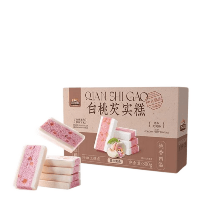 【中國直郵】 三隻松鼠 白桃芡實糕 八珍糕點心零食品小吃中式營養健康早餐 300g/盒