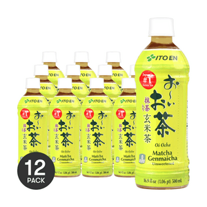 日本ITO EN伊藤园 抹茶玄米茶 糙米茶饮料 500ml*12【12瓶装】【0糖0脂0卡】