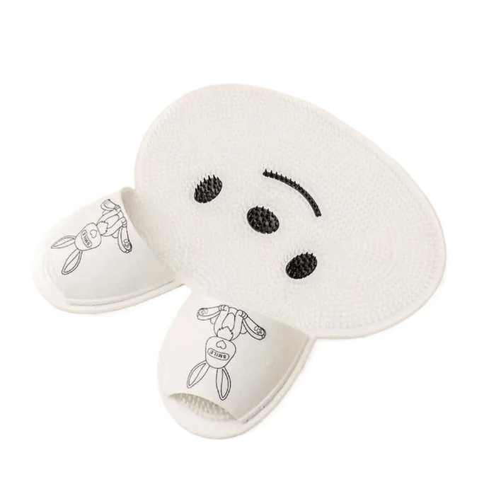 Yujian ウサギのシリコン製フットマット バスルーム用滑り止めマット (ホワイト) 45cm×45cm