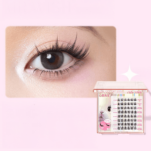 Mischievous Animals Series, Glue-On False Eyelashes LC Curl, 48 Clusters, #Rabbit - Big Eyes