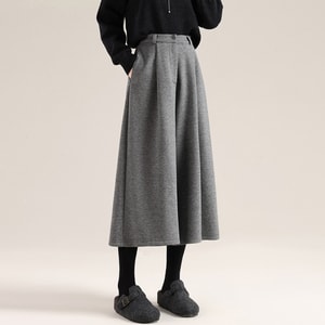 Thickened Solid Color Cropped Wool Thermal Bootcut Pants, Casual Trousers,  Grey XL