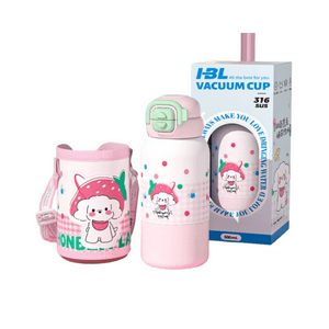 [중국 직배송] Qintaitai 어린이용 보온 물병, 316 스테인리스 스틸, 방수 팝업 뚜껑, 450ml, 핑크