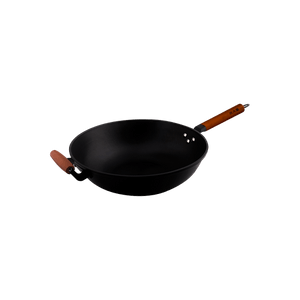 Chinese Traditional Iron Round-Bottom Wok with Ring 34cm