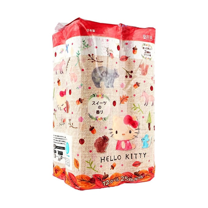 ハローキティ 秋限定トイレットペーパー 12ロール 2枚重ねソフトホームエッセンシャルティッシュ