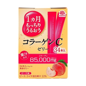 日本EARTH制药 1个月Q弹胶原蛋白C果冻 桃子味 34条