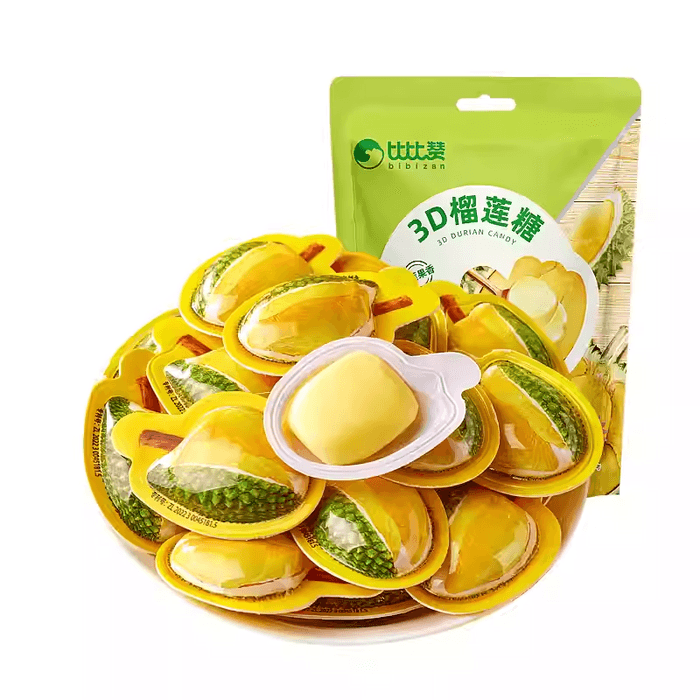 【中国直邮】 比比赞 3D榴莲糖泰国正宗榴莲软糖果零食食品200g*1袋