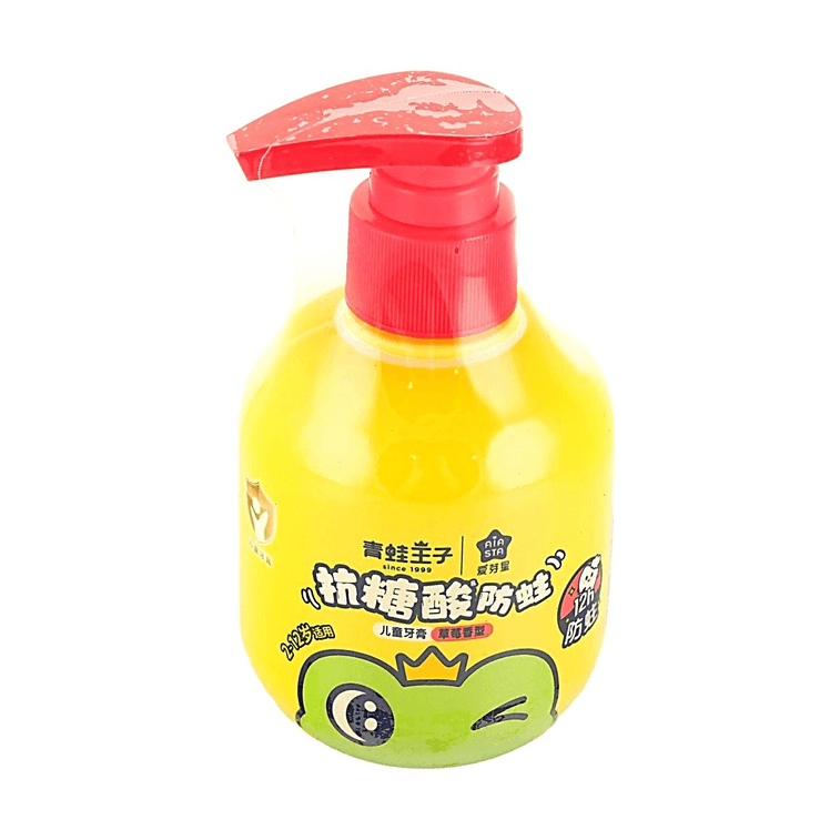 青蛙王子 抗糖酸防蛀 按压式儿童牙膏 草莓香型 150g 3