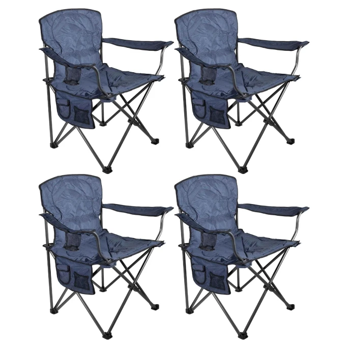 Oversized Padded Seat Folding Arm Chairs 4Pack Blue