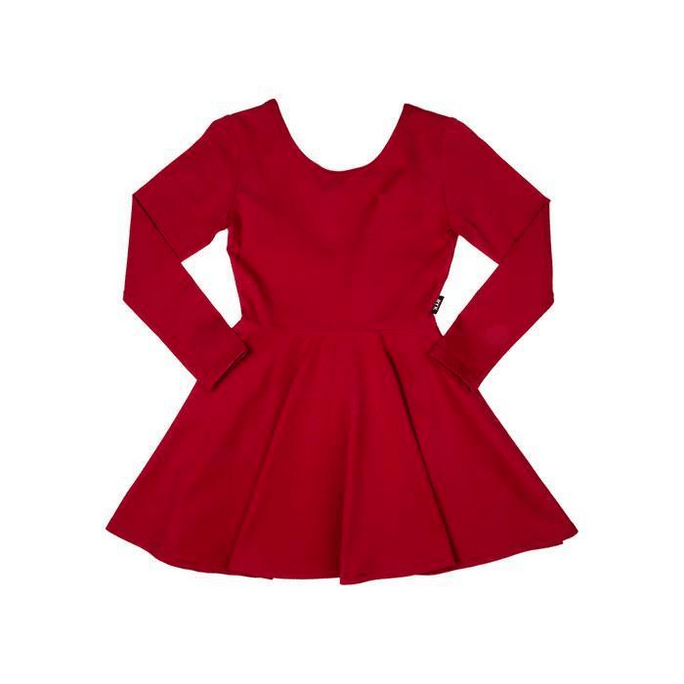 美國 MOM LOVES ME - 長袖收腰洋裝酒紅色1873- 4