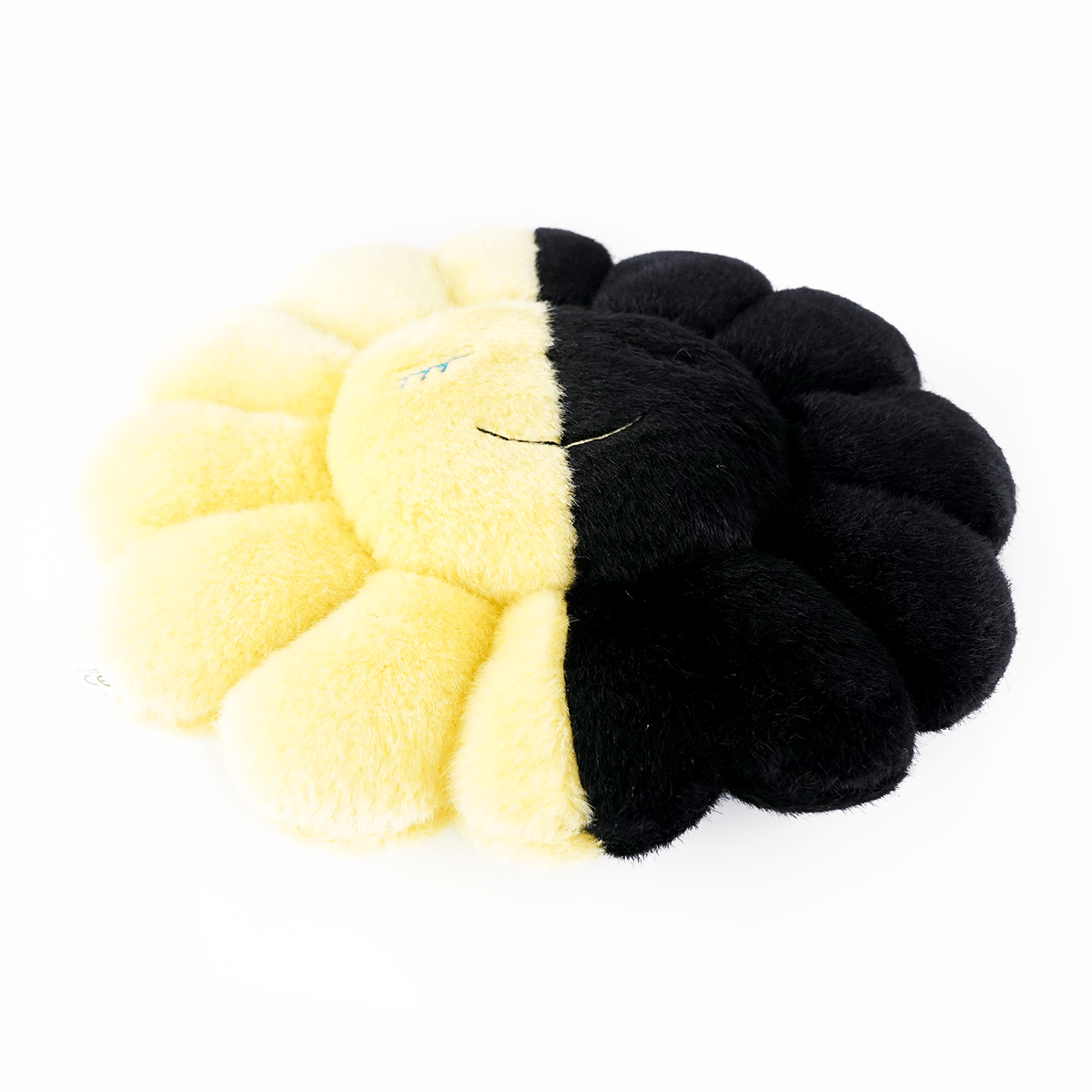 Takashi Murakami Flower Cushion Black x Yellow 30cm - Yami.com
