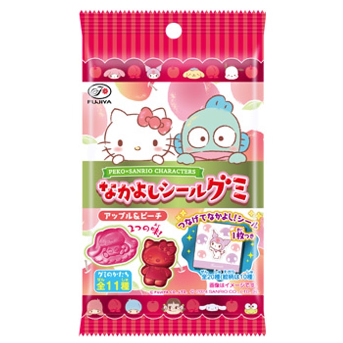 FUJIYA Sanrio co-branded cartoon-shaped gummies apple peach flavor with stickers included