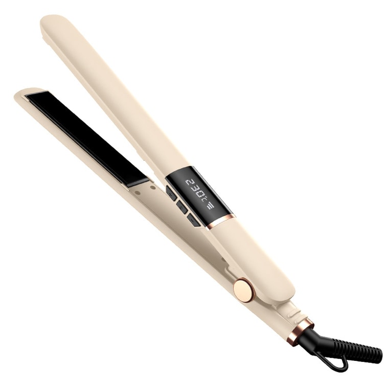 US Standard 110V Portable Dry & Wet Hair Straightener – 5 Adjustable Temperature Settings, 2-in-1 Straightening & Curling Iron, Electric Splint Styling Tool, Beige – 1 Set 6