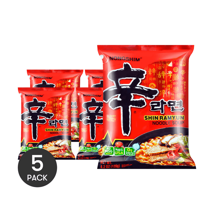 한국식 매운 신라면 - 인스턴트 라면 수프, 4.2온스 *5【5팩】