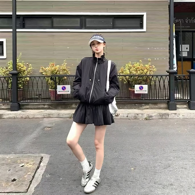 [캐나다 직배송] 시나리오 경량 스포츠웨어 투피스 세트 (프리사이즈) - 두 가지 색상 - 블랙