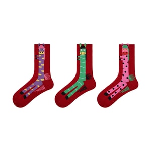 Year of the Horse Red Socks 2026 Zodiac 本命年 Socks Women's New Year Mid Calf Socks Leading the Way F 3 Pairs