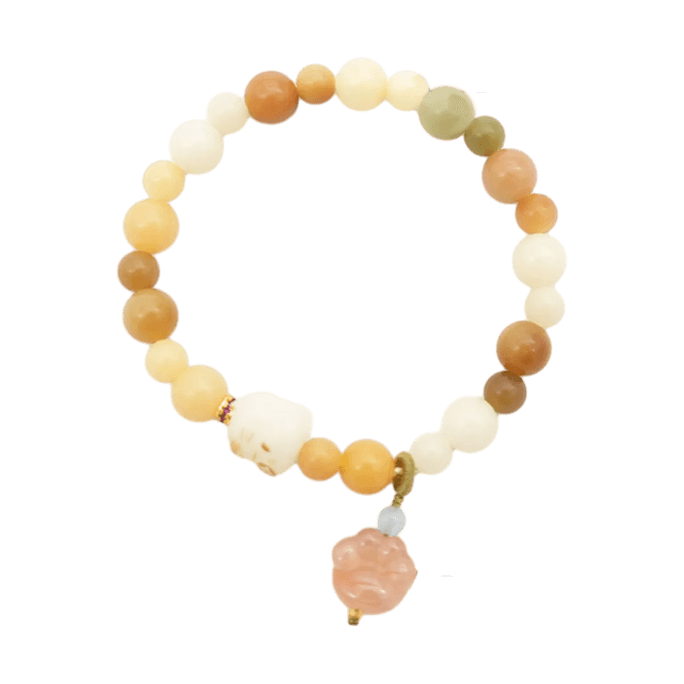 Weathered Bodhi Treasure Beads Bracelet Lucky Cat Attract Wealth