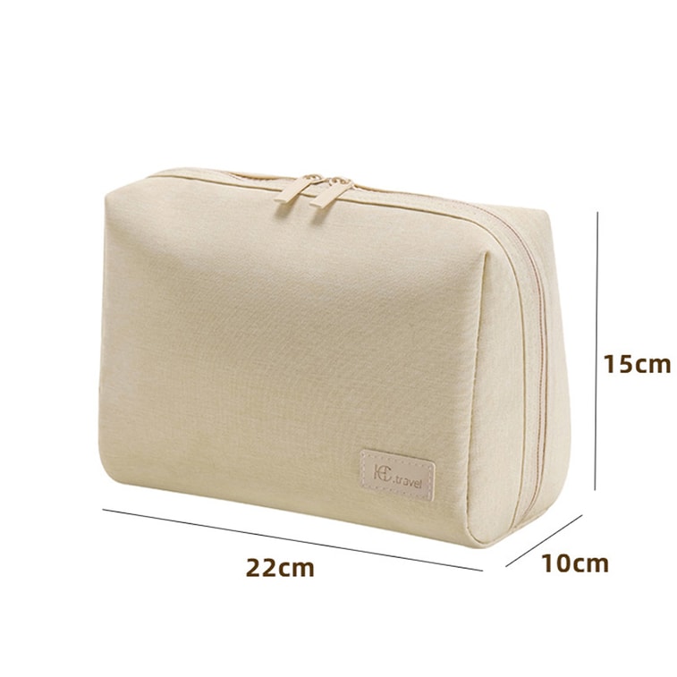 FaSoLa Life コスメポーチ ラージ ベージュ 再生可能で環境に優しい素材使用 旅行用ハンドバッグ 大容量 5