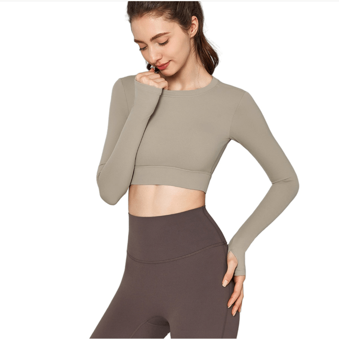 Running Fitness Compression Top Khaki L