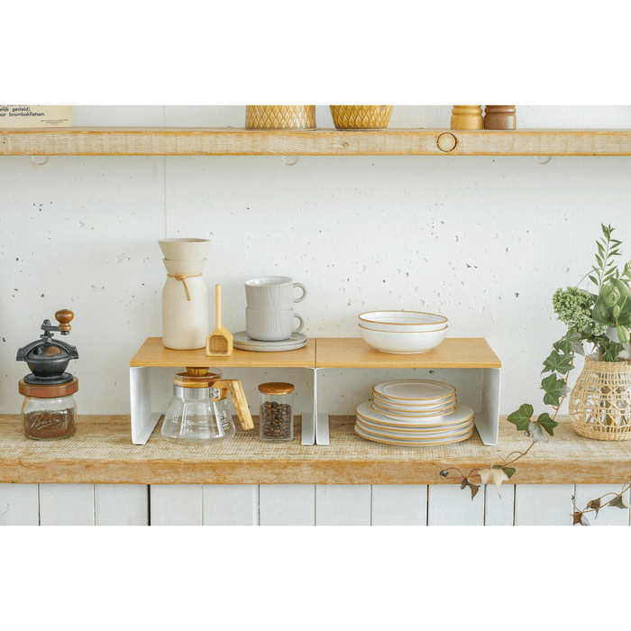 Stackable Countertop Shelf - Two Sizes - Steel + Wood Small 9