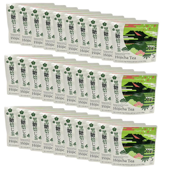 Koyo Orient Japan Roasted Green Tea Hojicha Powder Latte Mix with Brown Sugar 10x0.35oz Packets Per Bag 30 Bag/Pack