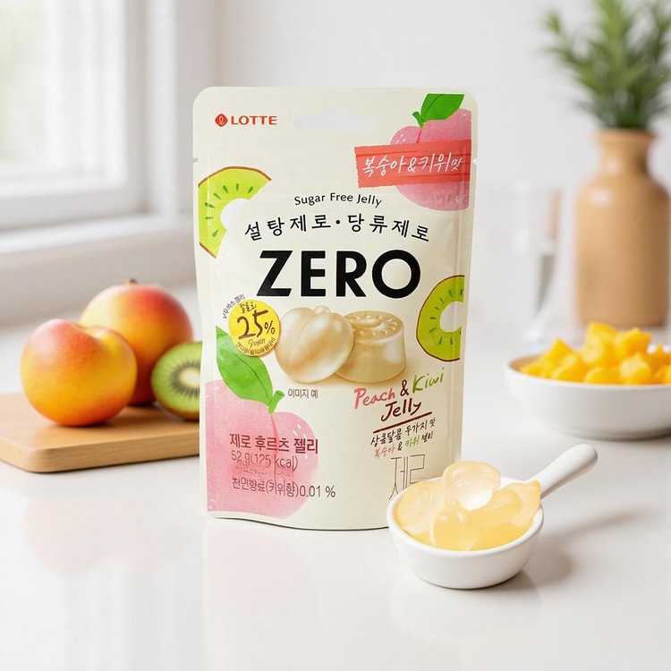 LOTTE Korea Fruits Jelly Candy,Zero Sugar Low Calories ,1.83 oz