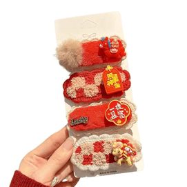 Year Of The Horse Decoration New Year Children Hair Clip Headdress Plush Hair Card Overnight Rich 7.5cm*4