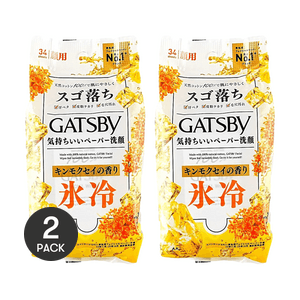 日本MANDOM曼丹 GATSBY杰士派  面部湿巾 冰感金木犀 34枚 *2【2份超值装】