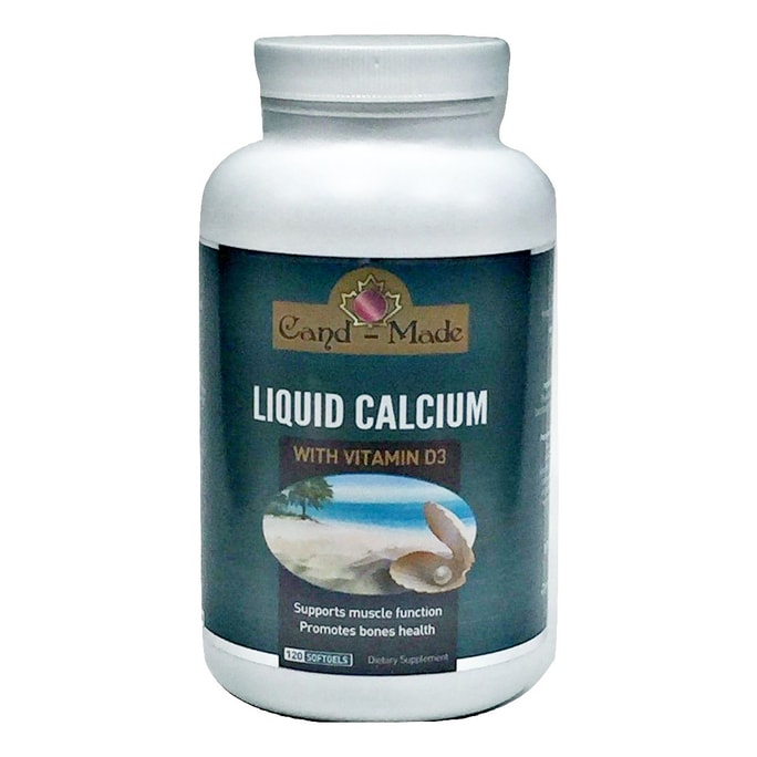 캐나다 캔디메이드 뼈 강화 칼슘 액상 칼슘 + 비타민 D 120 캡슐