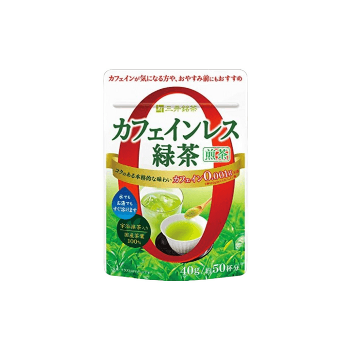 日本三井明茶 水・お湯直抽出 カフェイン0.001% インスタント抹茶パウダー 40g