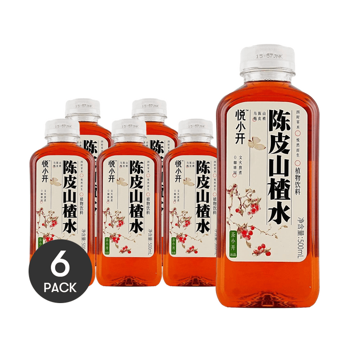 Dried Tangerine Peel & Hawthorn Drink, 16.9 fl oz *6【6 Packs】【Low Calorie 0 Fat 0 Caffeine】
