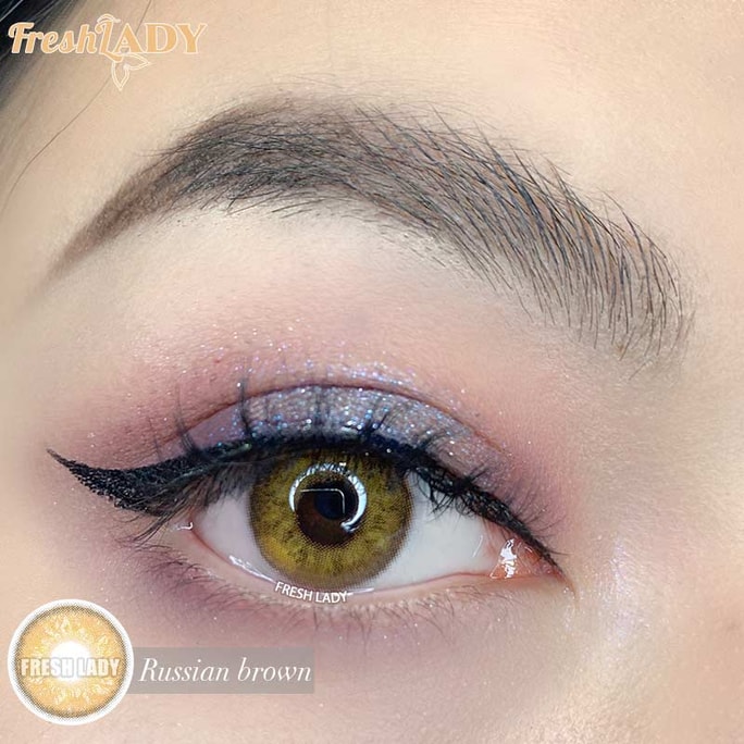 【中国直邮】 热销 FreshLady ME系列 美瞳片 俄罗斯棕 棕色系 年抛 14.0mm 一盒2片装 0度