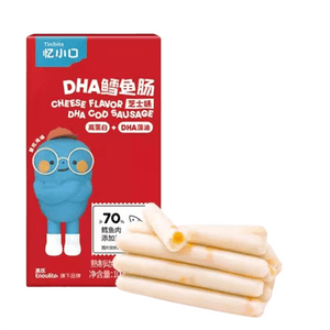 [중국 직배송] 잉스 이샤오커우 대구 소시지 DHA 해조류 오일 함유 어린이 간식, 무색소, 고기 소시지, 이유식 보충제, 옥수수맛, 10g*10개입