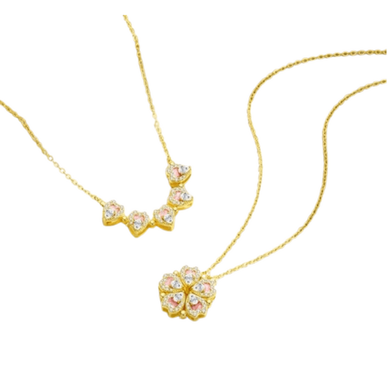 【中国直邮】 周大生 桃花爱心项链纯银S925轻奢设计高级感锁骨链新年礼物桃花运送 桃花项链 -金色 一条装 3