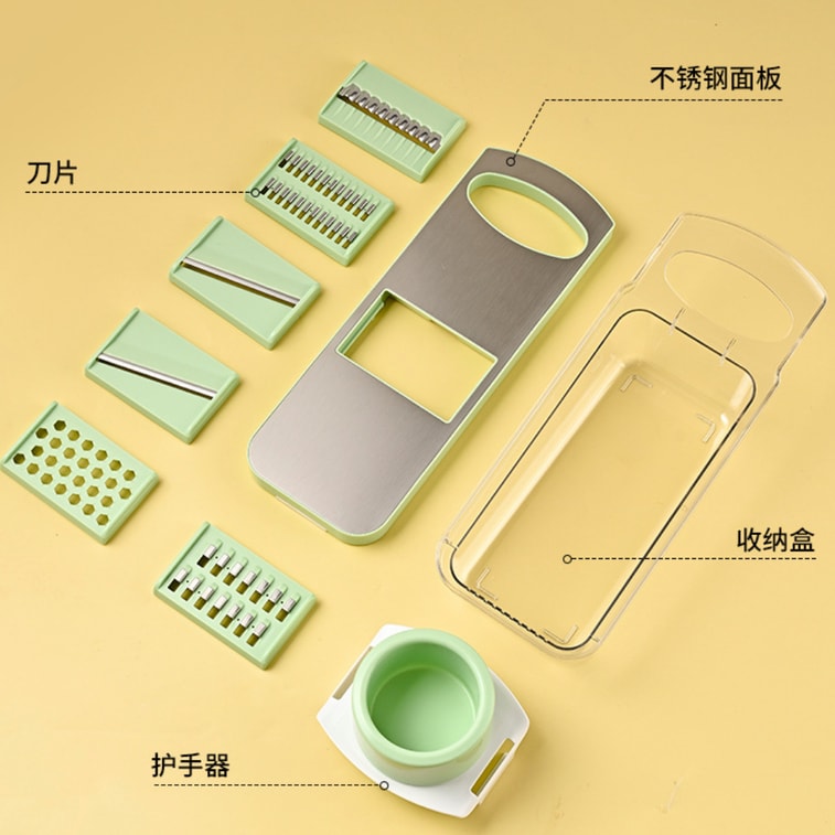 6 Blade Vegetable Chopper - Shredded Potatoes - Wavy Slices - Grated Garlic 6 Blades 6