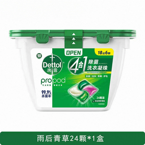 4-in-1 Antibacterial Laundry Pods, Granular Laundry Detergent, Rain After Grass, 24 Capsules