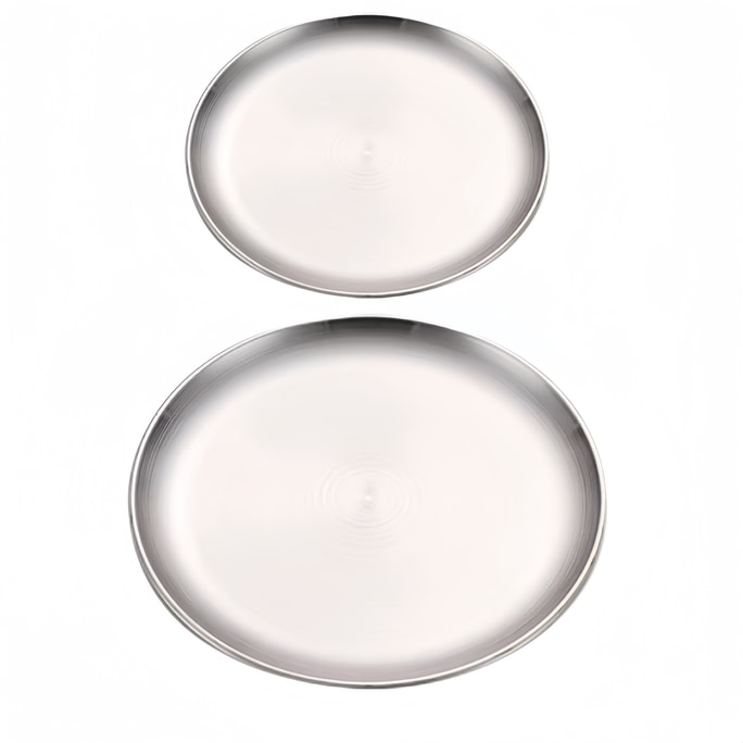 Korean 17cm and 23cm 304  stainless steel Silver Dishes set of 2