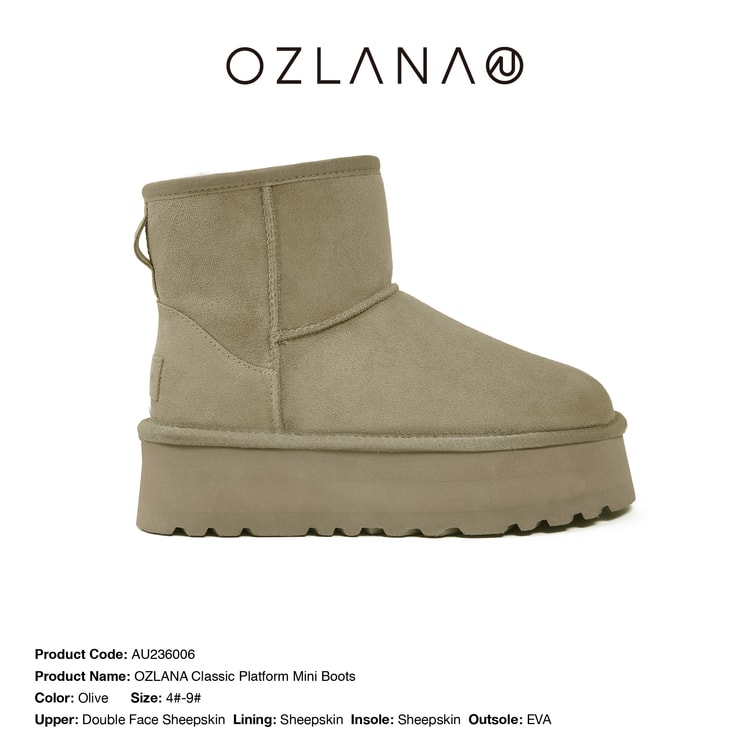 CLASSIC PLATFORM MINI BOOTS OLIVE 39 - Yami.com